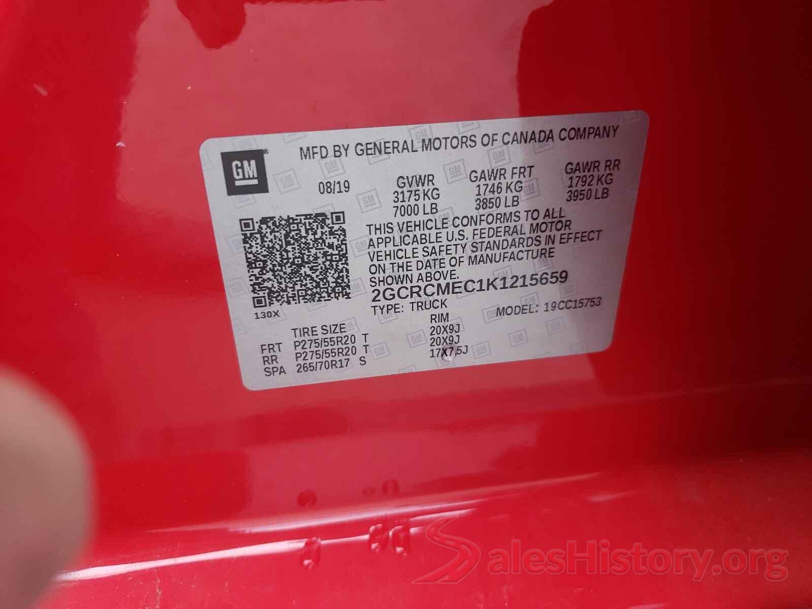 2GCRCMEC1K1215659 2019 CHEVROLET SILVERADO