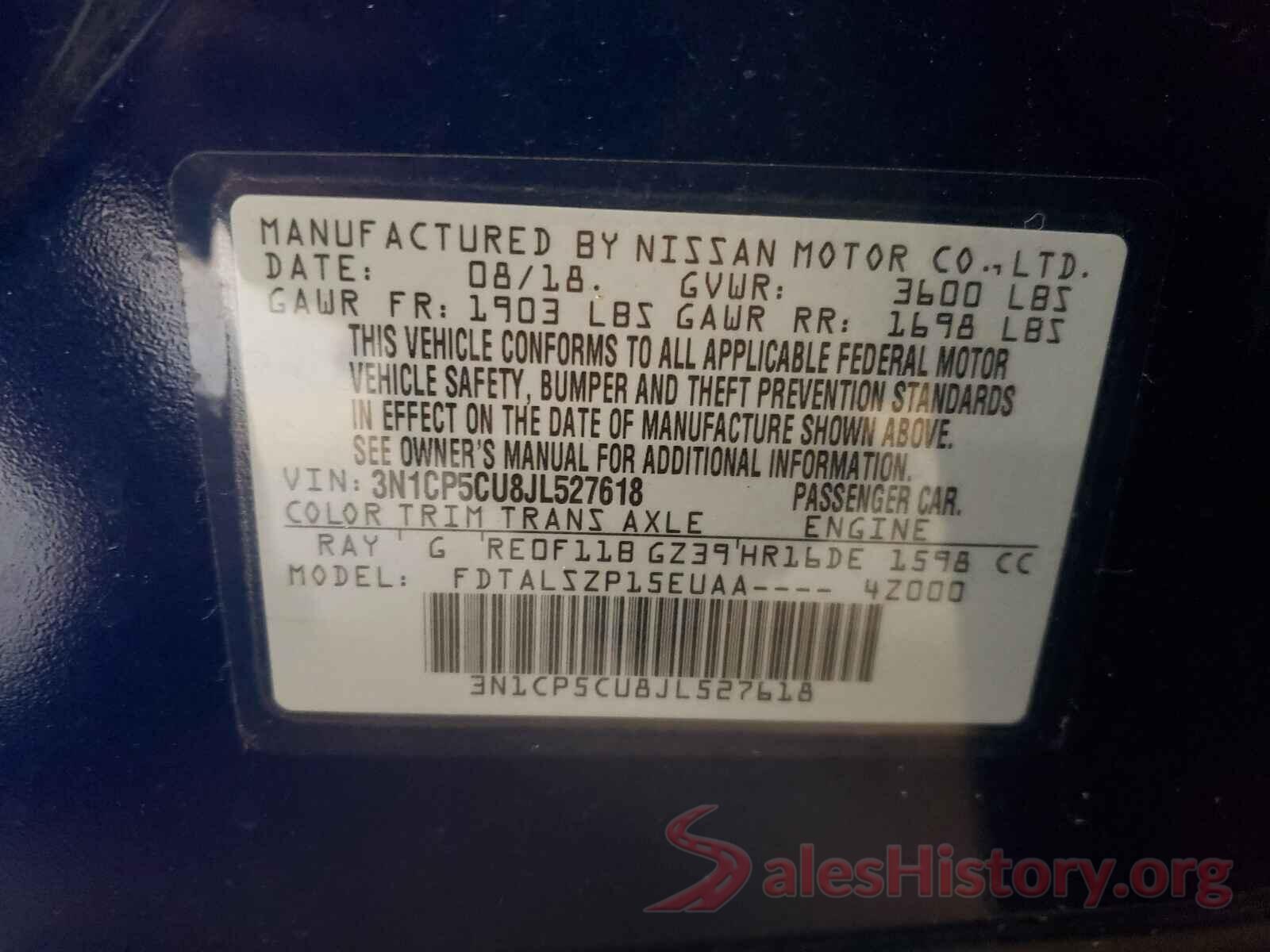 3N1CP5CU8JL527618 2018 NISSAN KICKS