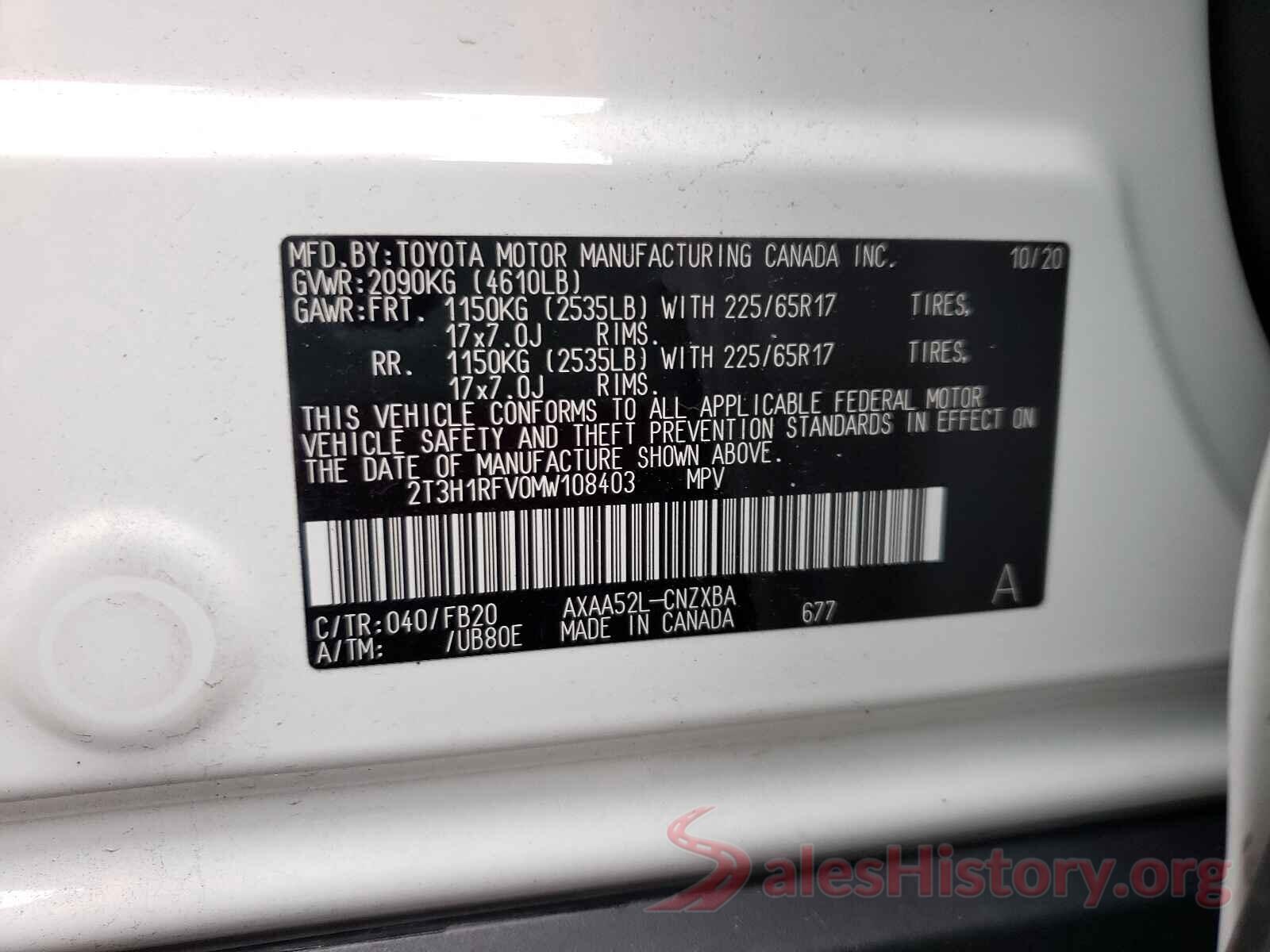 2T3H1RFV0MW108403 2021 TOYOTA RAV4