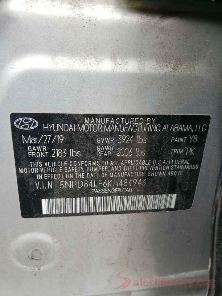 5NPD84LF6KH484943 2019 HYUNDAI ELANTRA