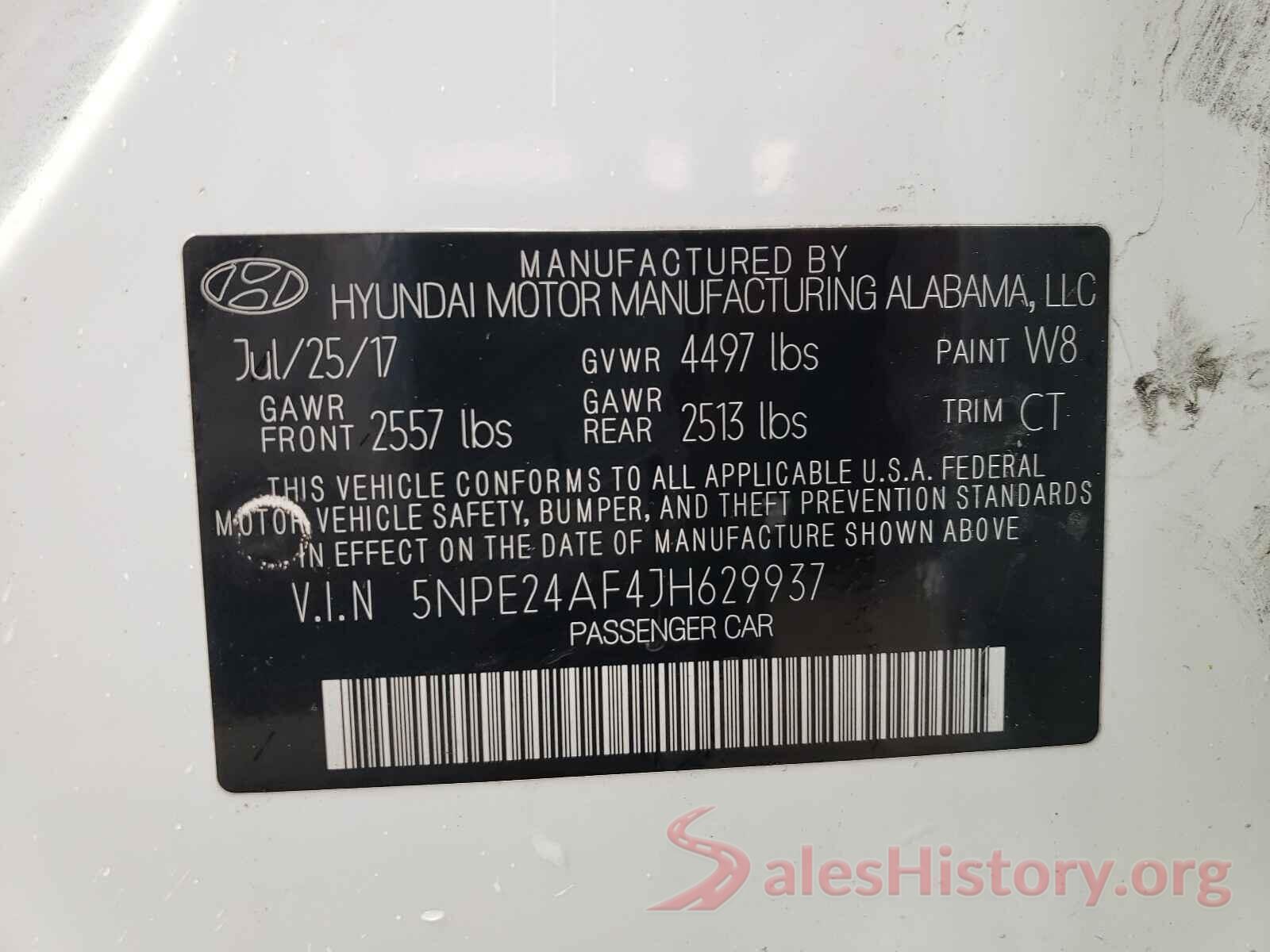 5NPE24AF4JH629937 2018 HYUNDAI SONATA