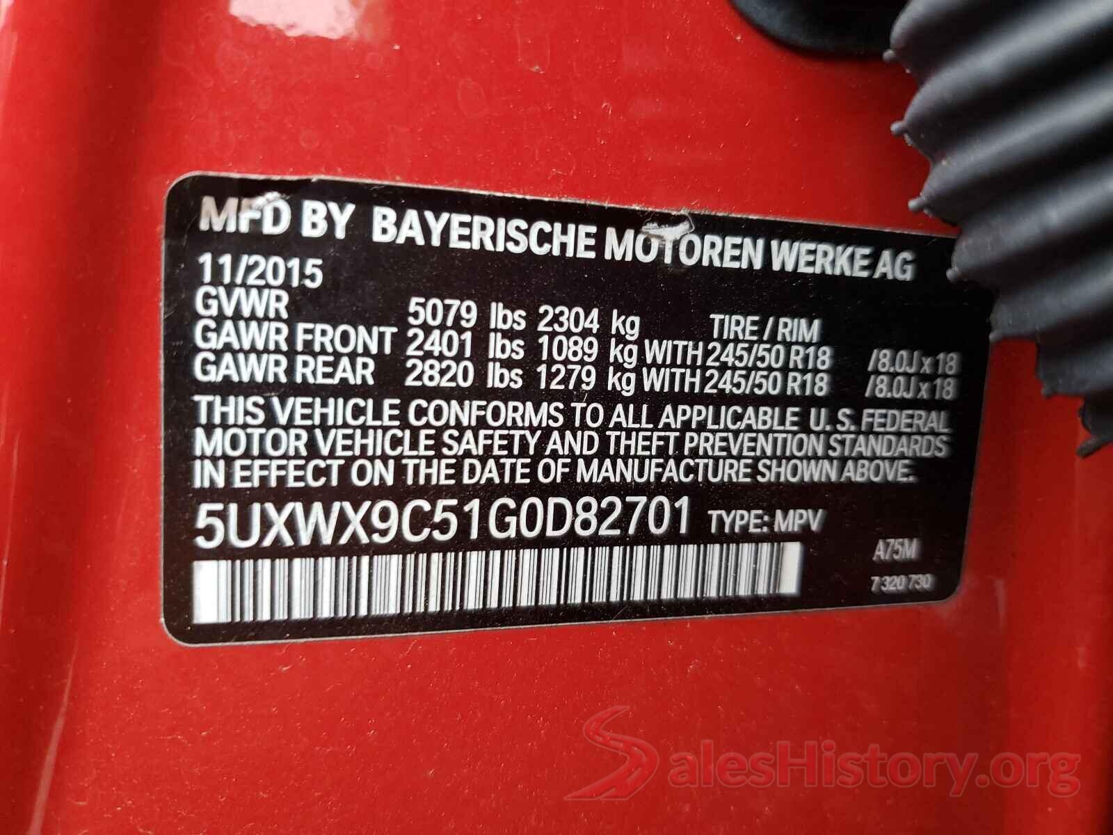 5UXWX9C51G0D82701 2016 BMW X3