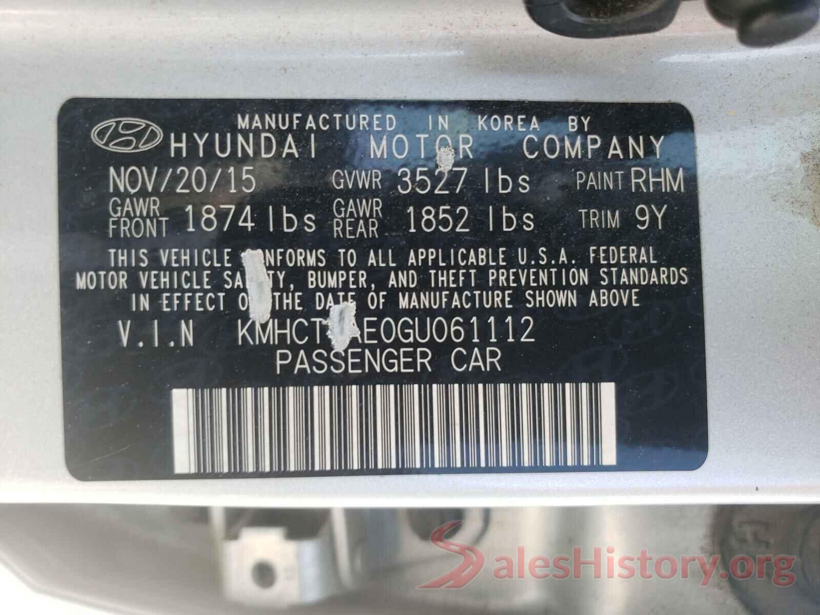 KMHCT4AE0GU061112 2016 HYUNDAI ACCENT