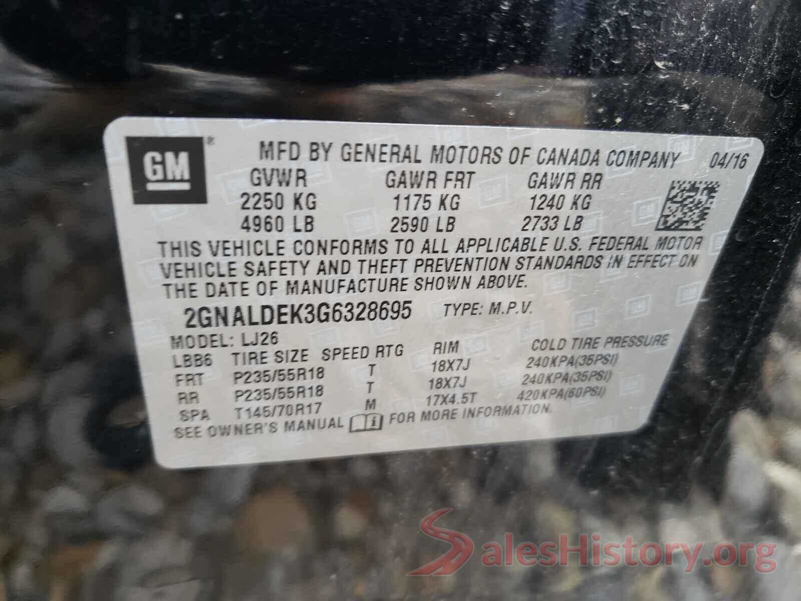 2GNALDEK3G6328695 2016 CHEVROLET EQUINOX