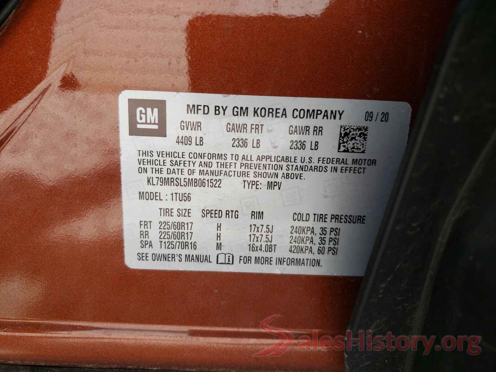 KL79MRSL5MB061522 2021 CHEVROLET TRAILBLAZE