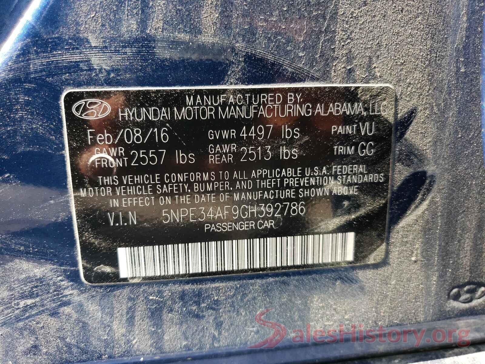 5NPE34AF9GH392786 2016 HYUNDAI SONATA