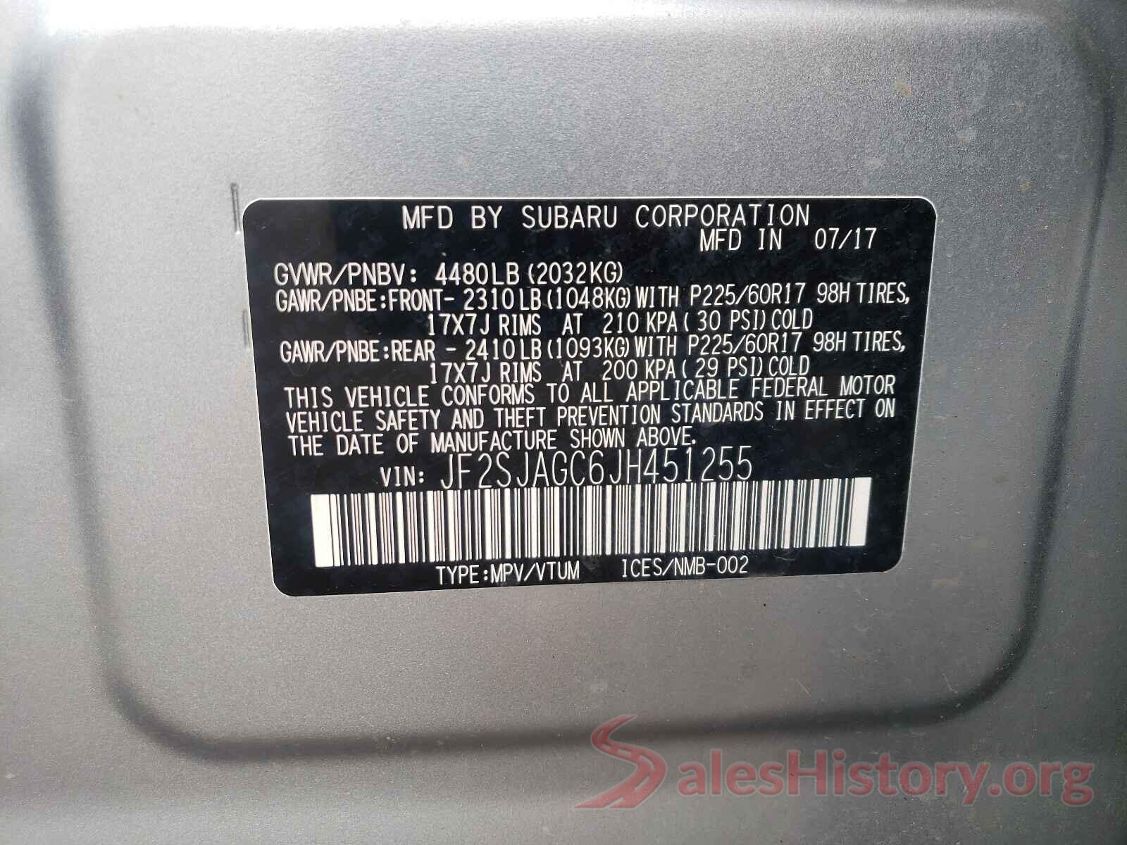 JF2SJAGC6JH451255 2018 SUBARU FORESTER