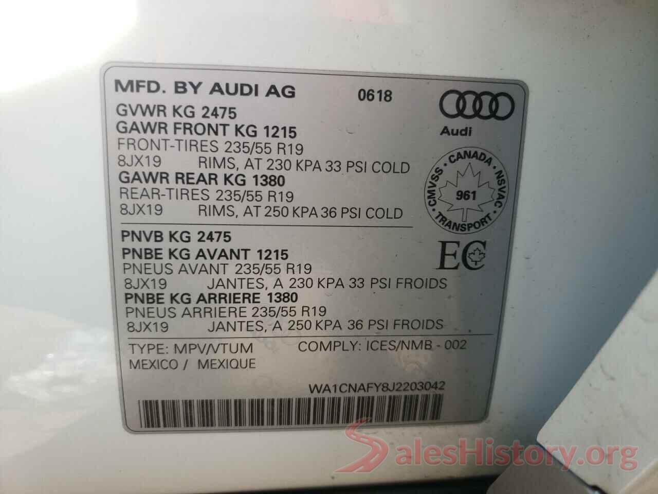 WA1CNAFY8J2203042 2018 AUDI Q5