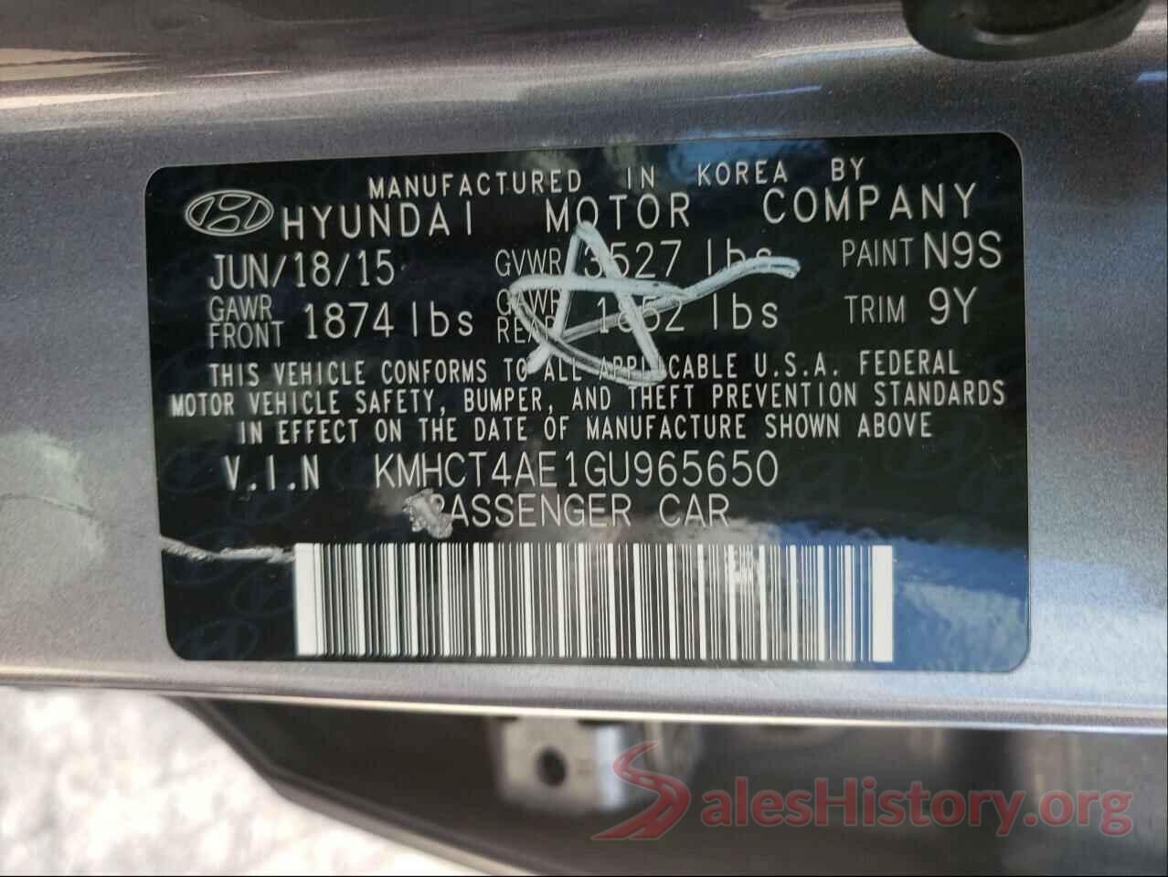 KMHCT4AE1GU965650 2016 HYUNDAI ACCENT