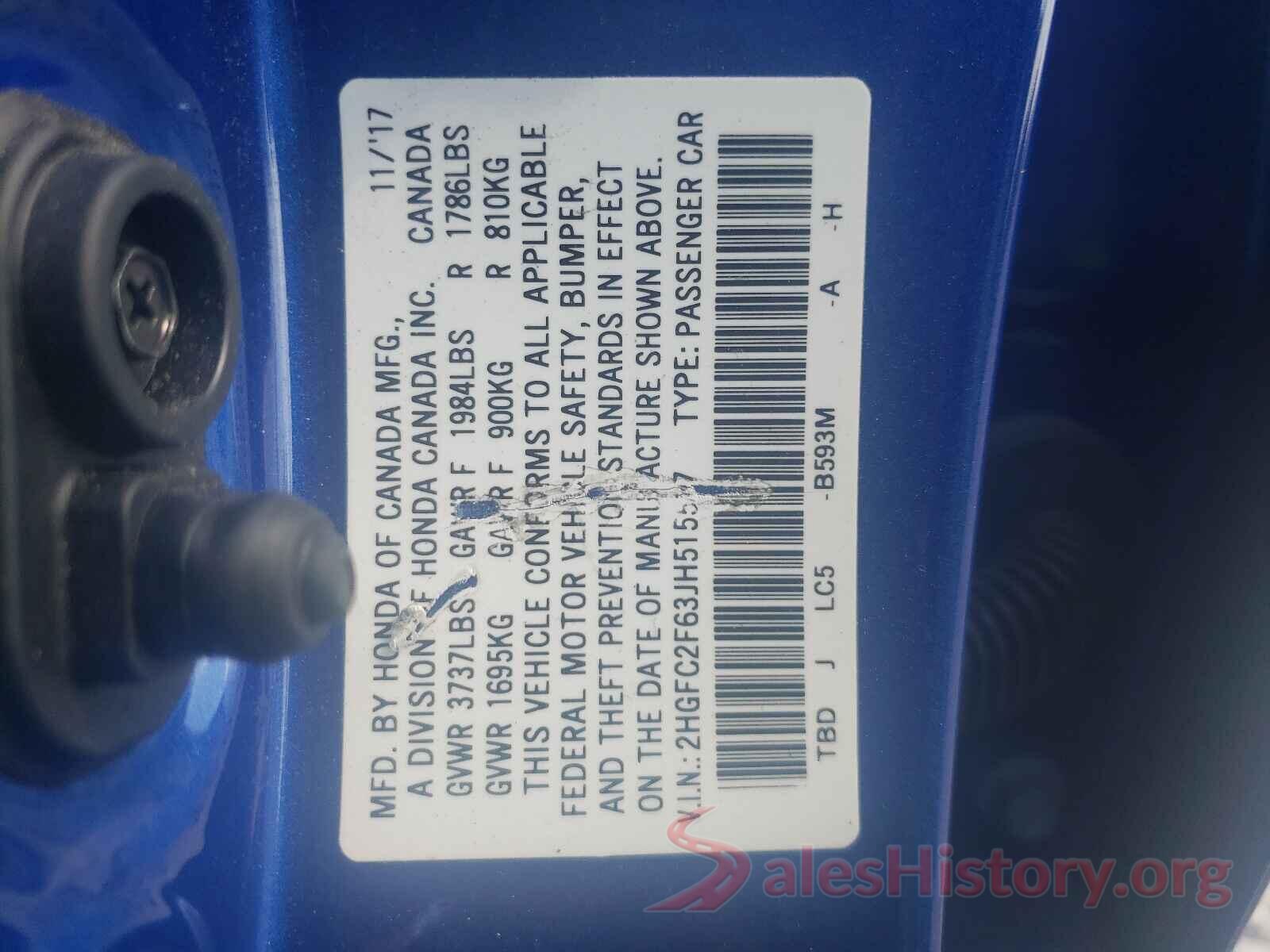 2HGFC2F63JH515517 2018 HONDA CIVIC