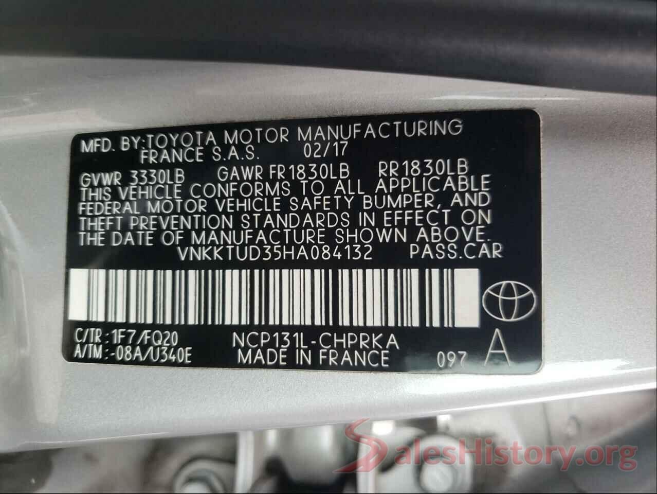 VNKKTUD35HA084132 2017 TOYOTA YARIS