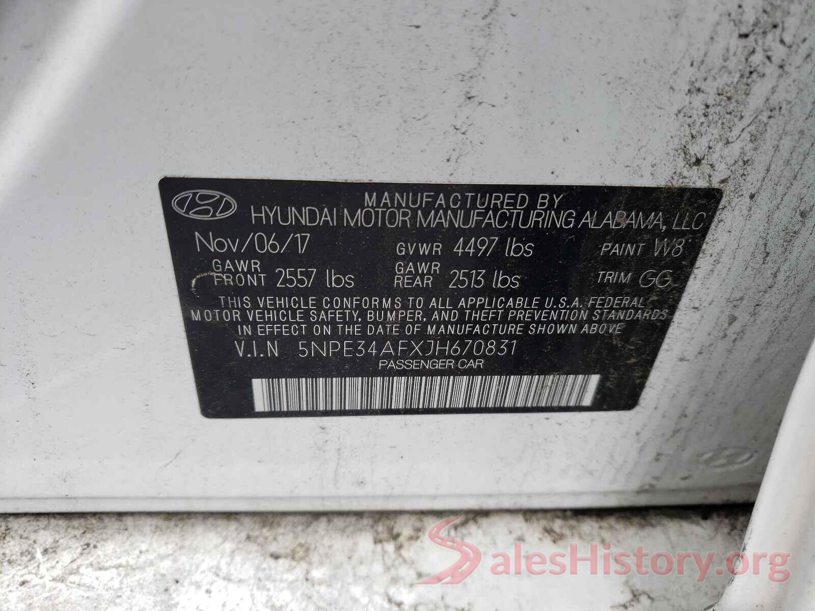 5NPE34AFXJH670831 2018 HYUNDAI SONATA