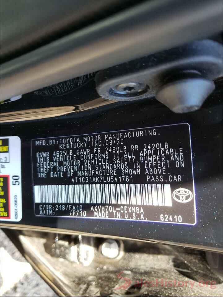 4T1C31AK7LU541761 2020 TOYOTA CAMRY