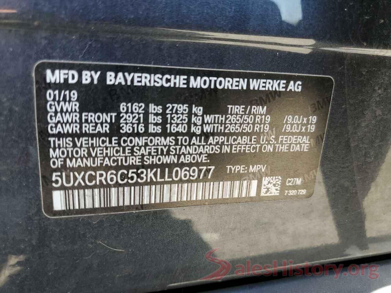 5UXCR6C53KLL06977 2019 BMW X5