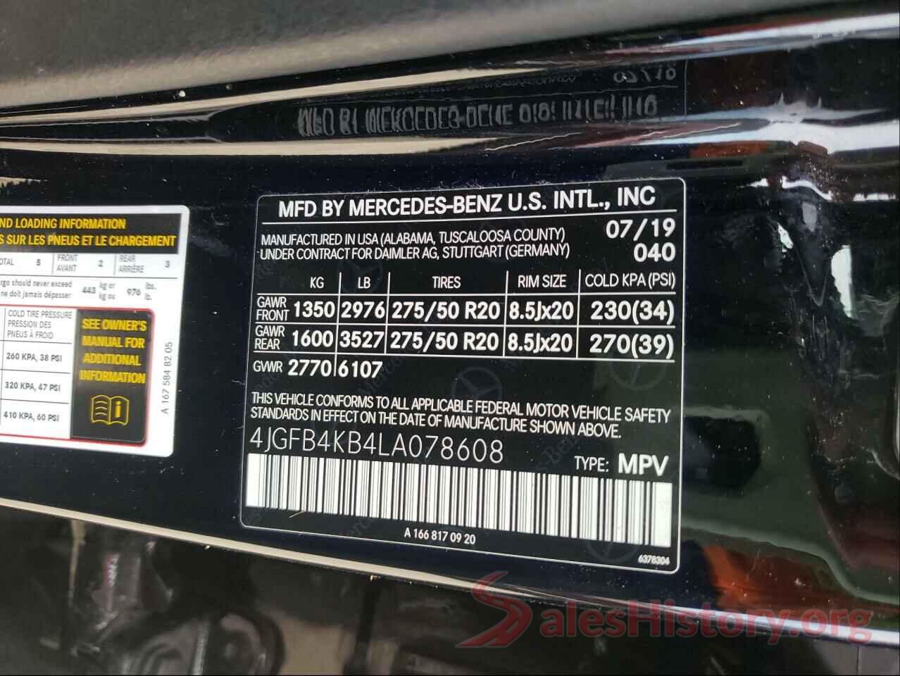 4JGFB4KB4LA078608 2020 MERCEDES-BENZ G CLASS