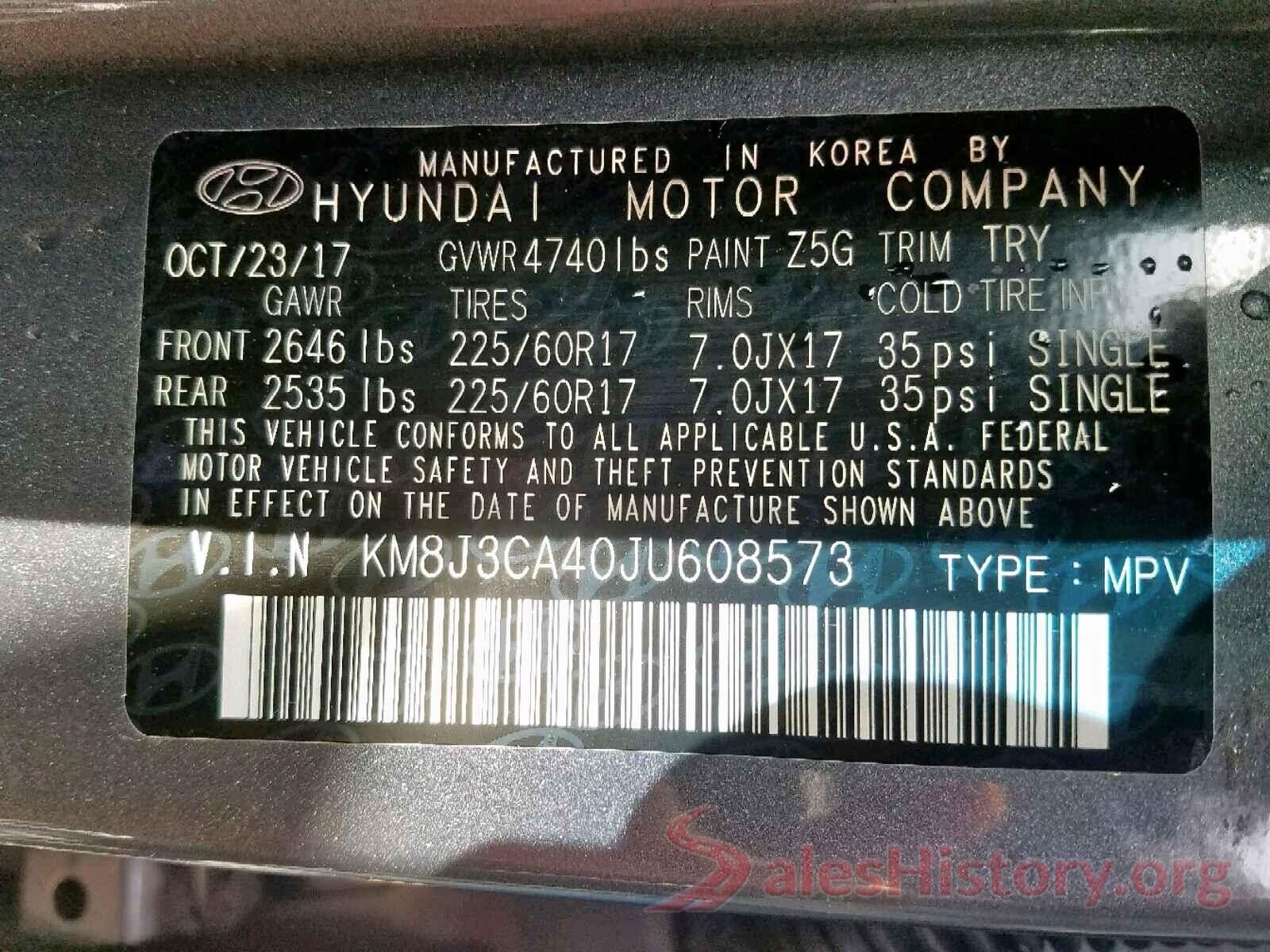 KM8J3CA40JU608573 2018 HYUNDAI TUCSON