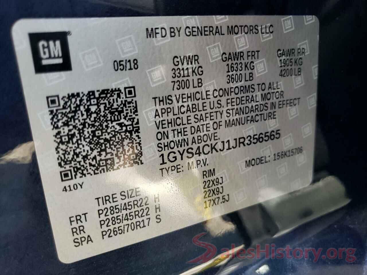 1GYS4CKJ1JR356565 2018 CADILLAC ESCALADE