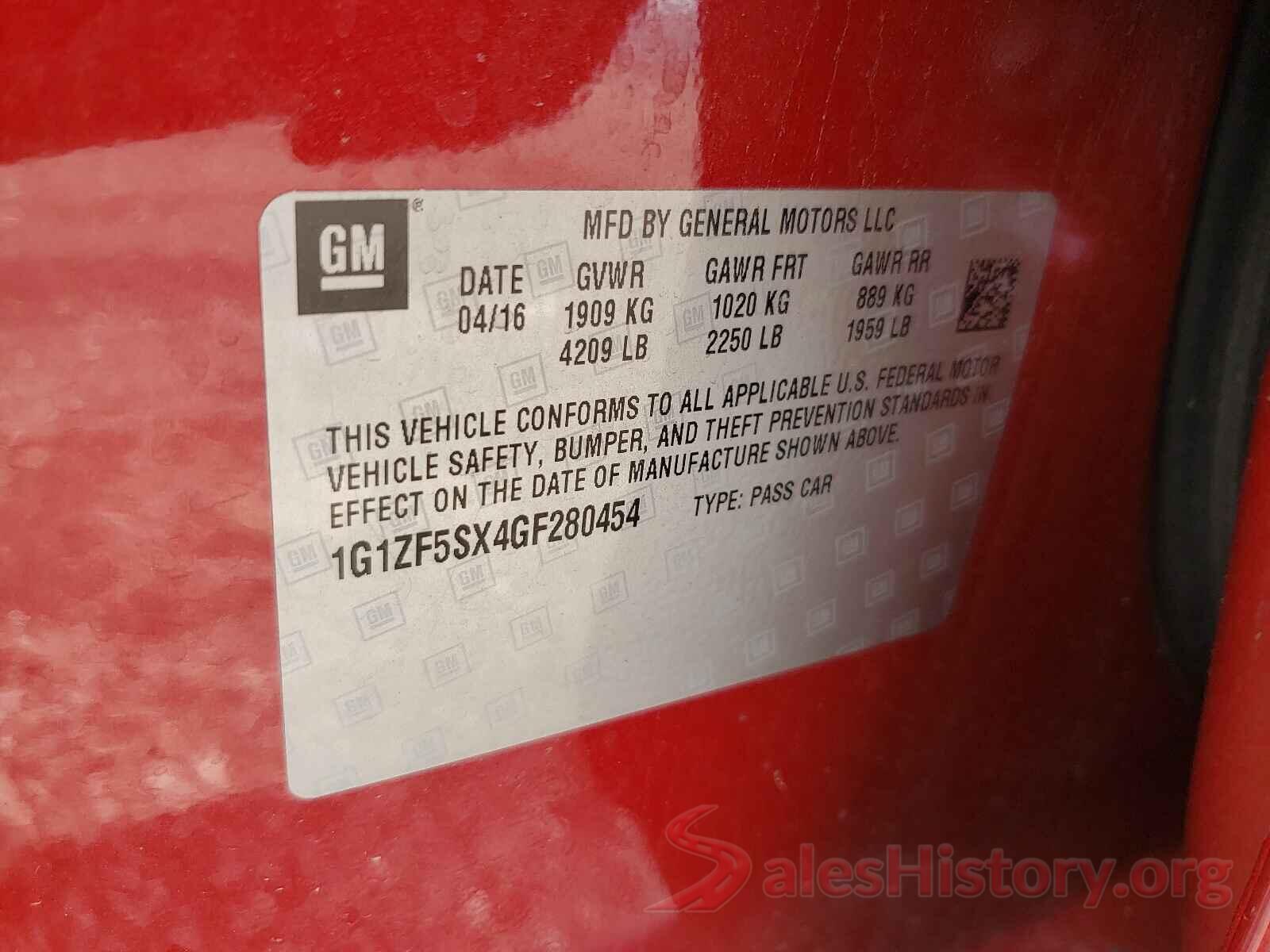 1G1ZF5SX4GF280454 2016 CHEVROLET MALIBU