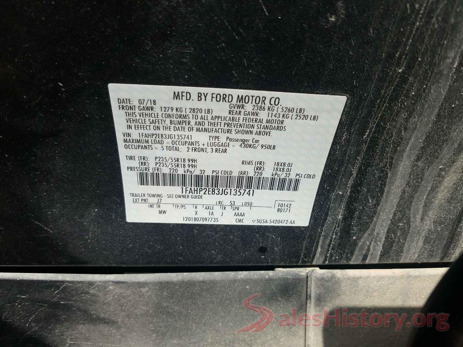 1FAHP2E83JG135741 2018 FORD TAURUS