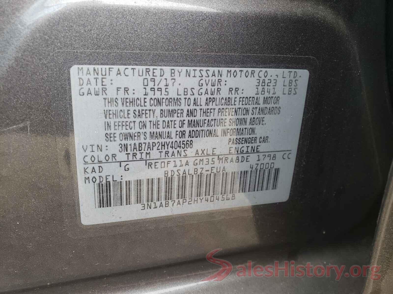 3N1AB7AP2HY404568 2017 NISSAN SENTRA