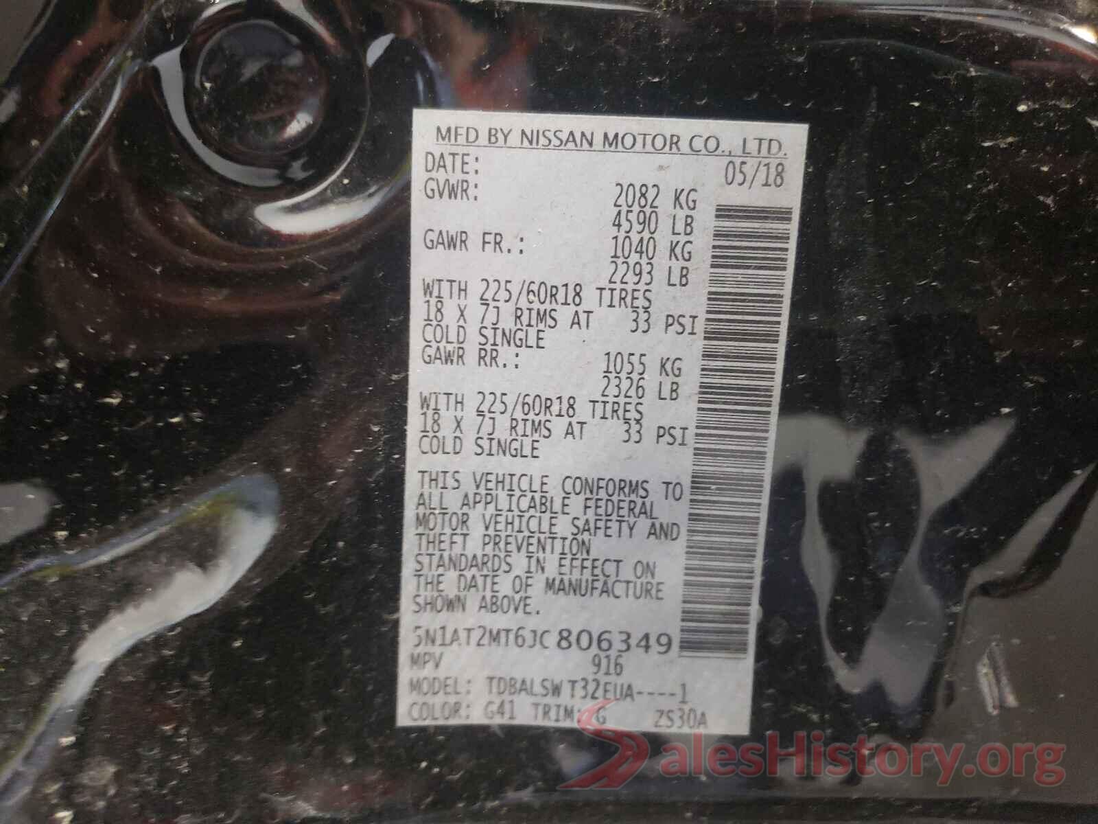 5N1AT2MT6JC806349 2018 NISSAN ROGUE