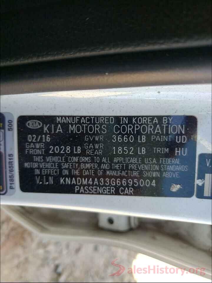 KNADM4A33G6695004 2016 KIA RIO