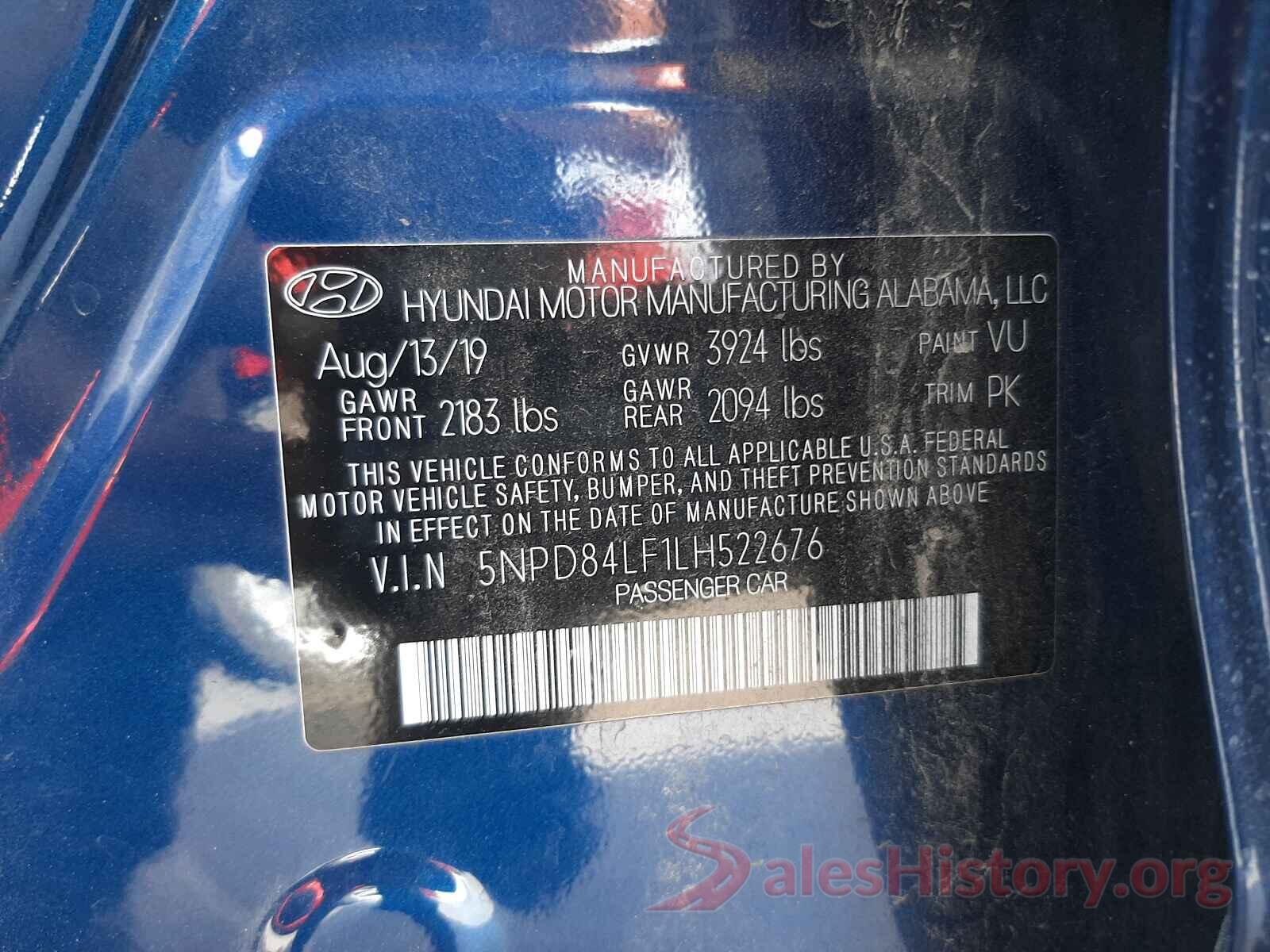 5NPD84LF1LH522676 2020 HYUNDAI ELANTRA