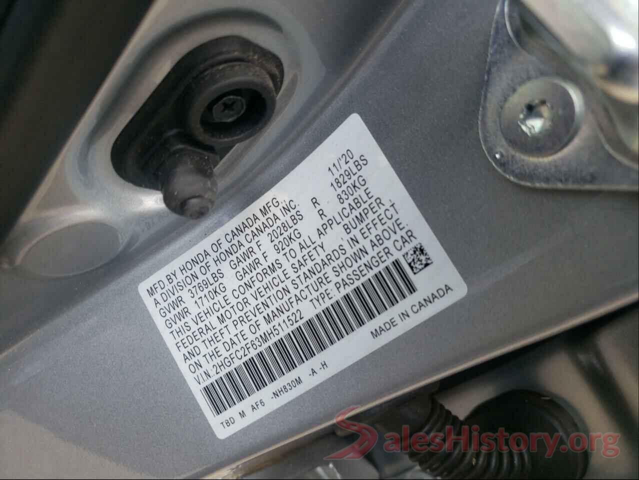 2HGFC2F63MH511522 2021 HONDA CIVIC