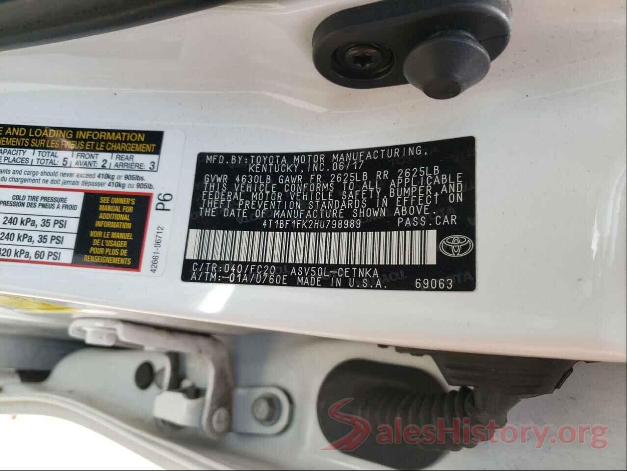 4T1BF1FK2HU798989 2017 TOYOTA CAMRY