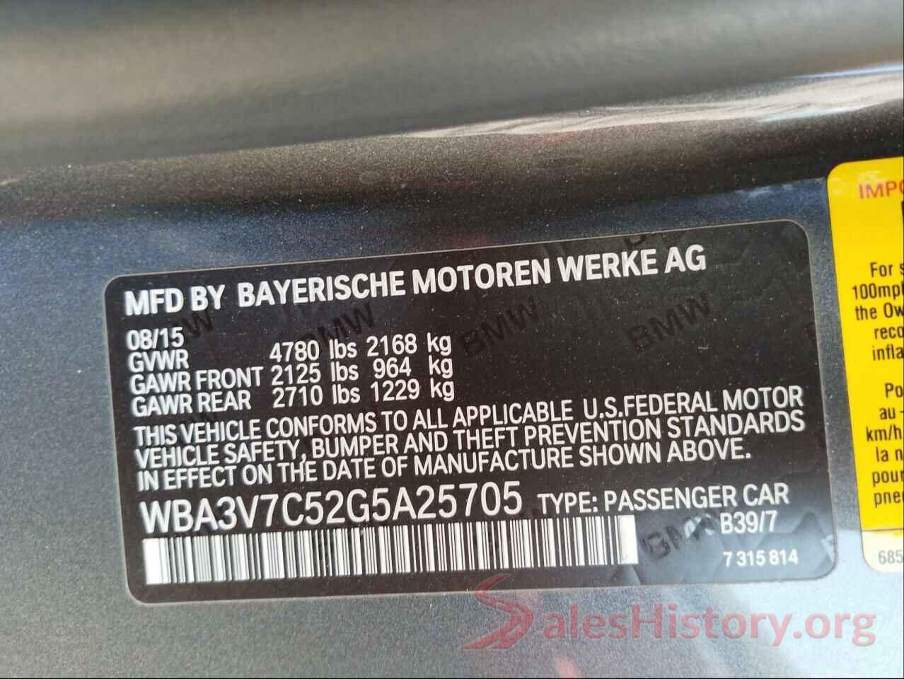 WBA3V7C52G5A25705 2016 BMW 4 SERIES