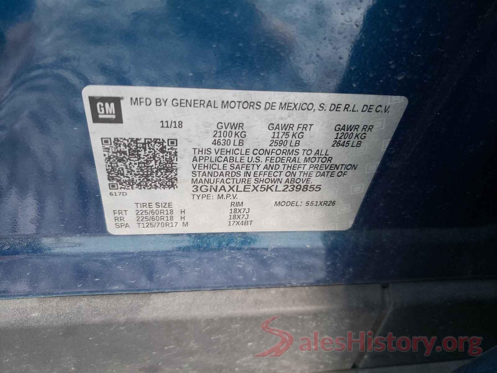 3GNAXLEX5KL239855 2019 CHEVROLET EQUINOX