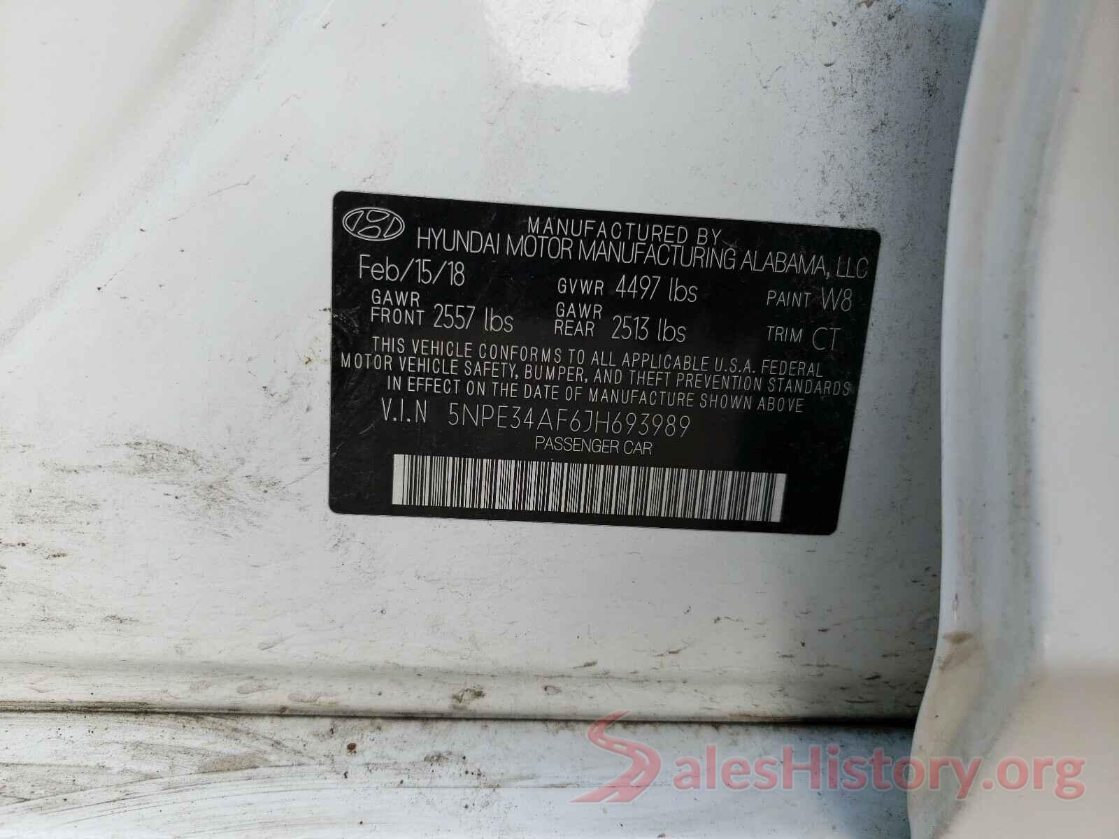 5NPE34AF6JH693989 2018 HYUNDAI SONATA