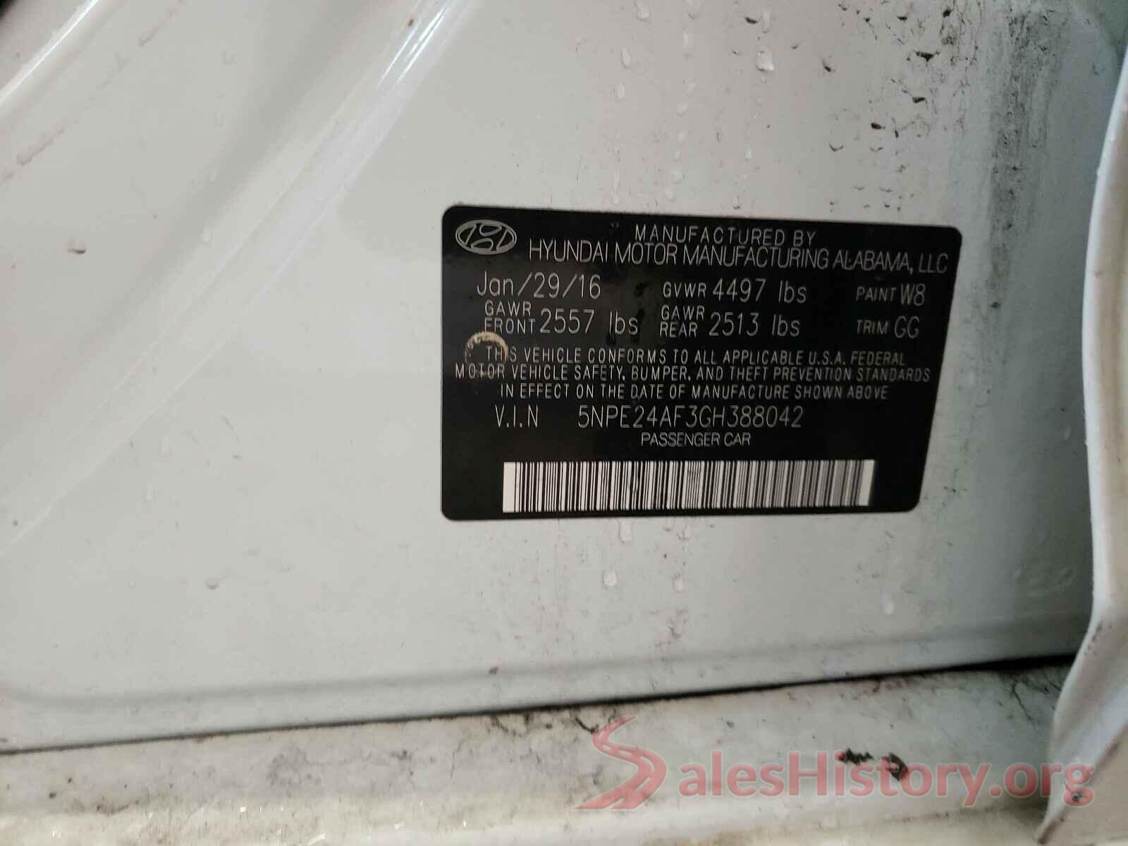 5NPE24AF3GH388042 2016 HYUNDAI SONATA