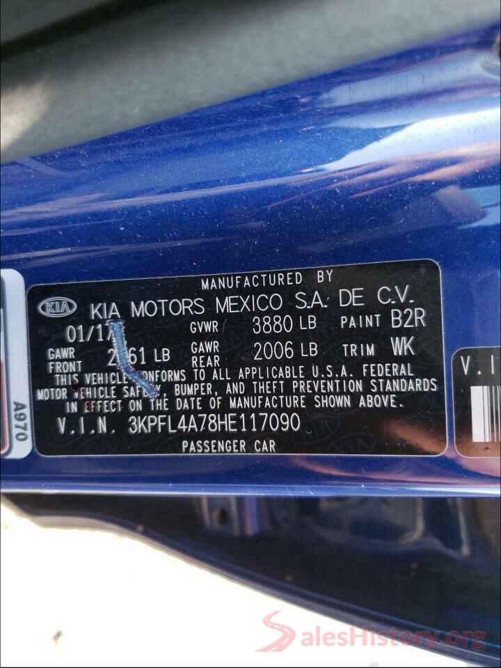 3KPFL4A78HE117090 2017 KIA FORTE