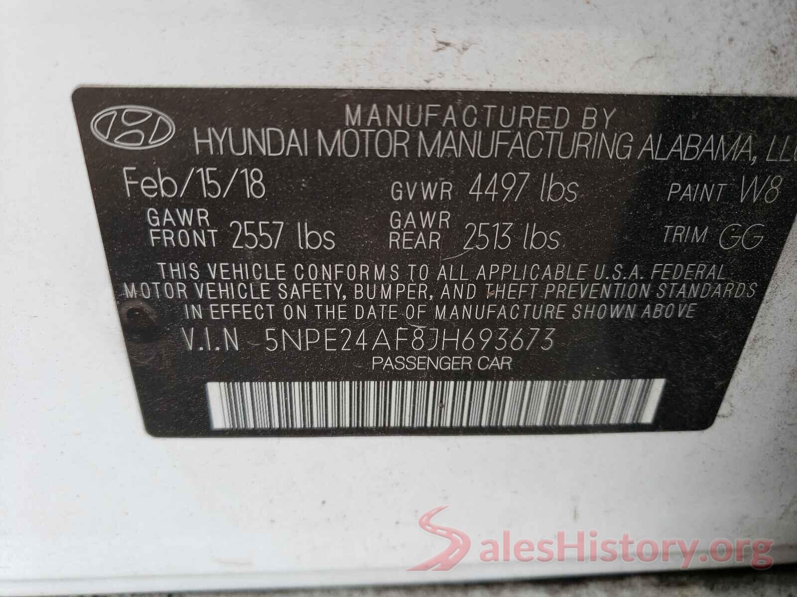 5NPE24AF8JH693673 2018 HYUNDAI SONATA