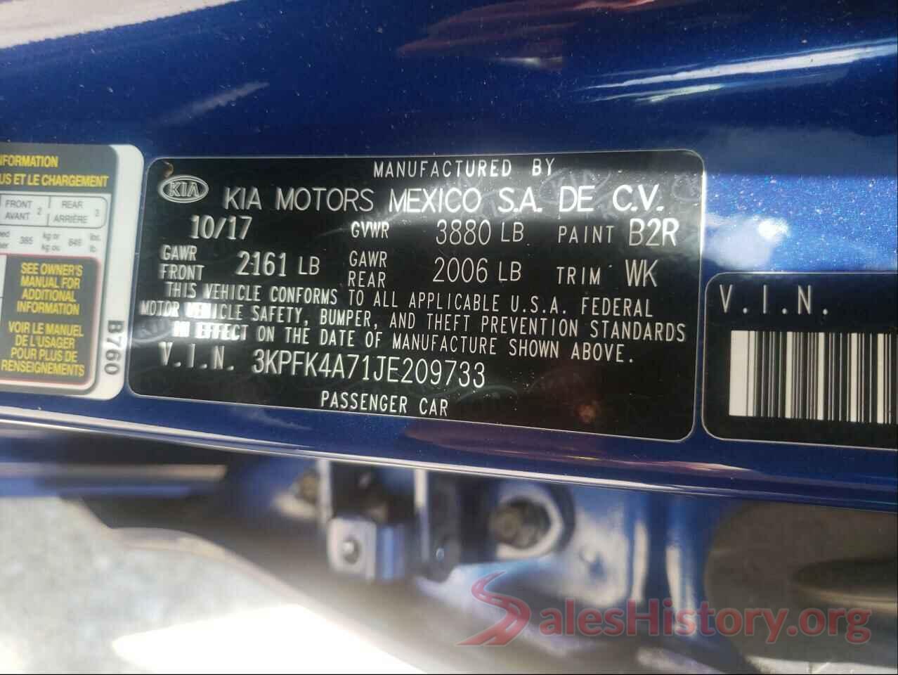 3KPFK4A71JE209733 2018 KIA FORTE