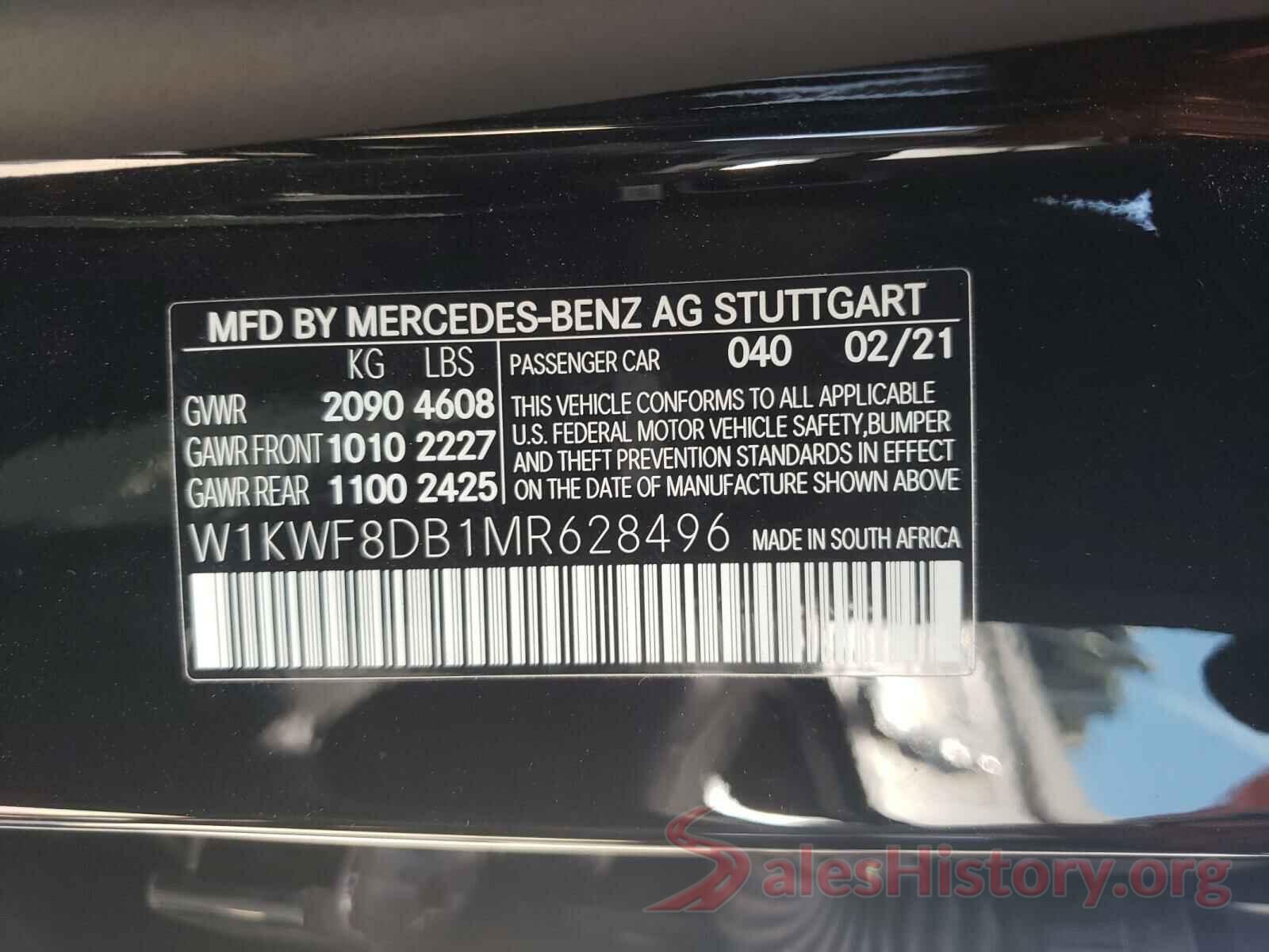 W1KWF8DB1MR628496 2021 MERCEDES-BENZ C CLASS