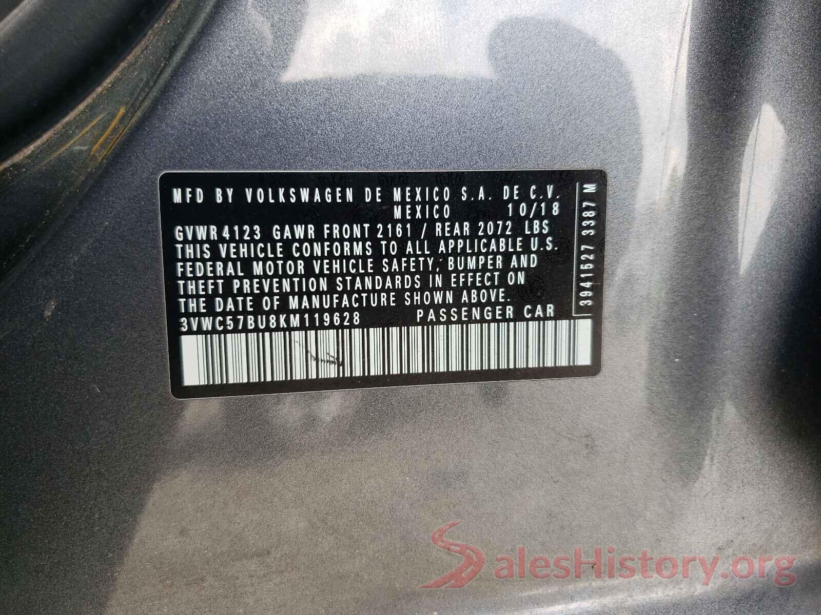 3VWC57BU8KM119628 2019 VOLKSWAGEN JETTA