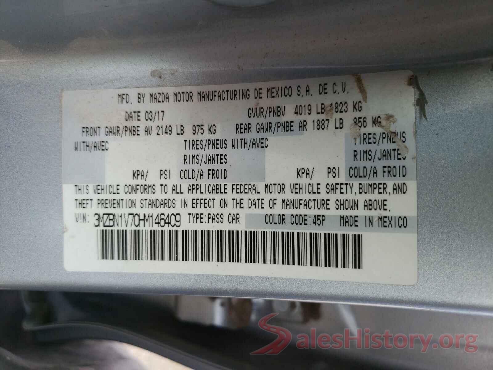 3MZBN1V70HM146409 2017 MAZDA 3