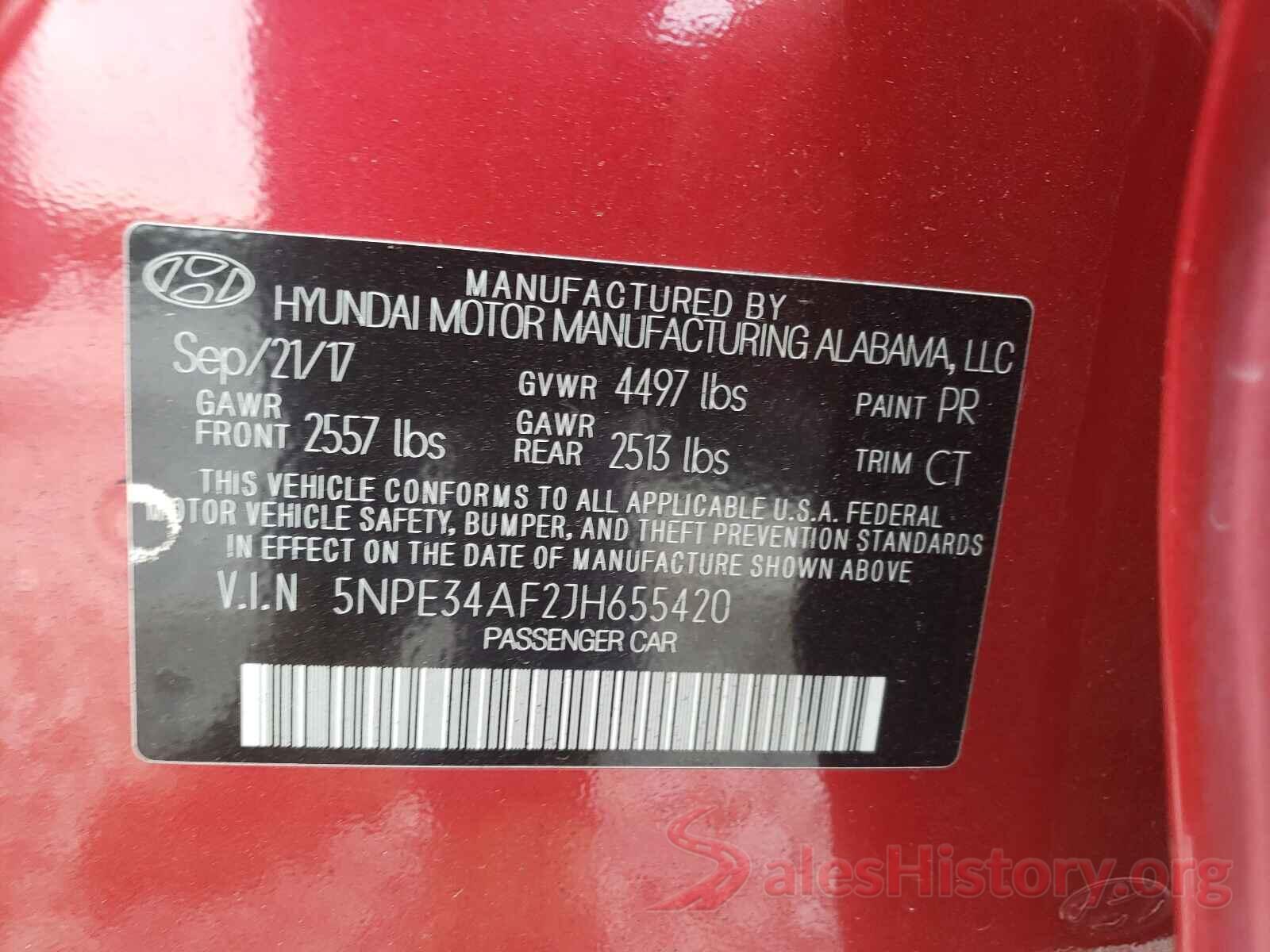 5NPE34AF2JH655420 2018 HYUNDAI SONATA