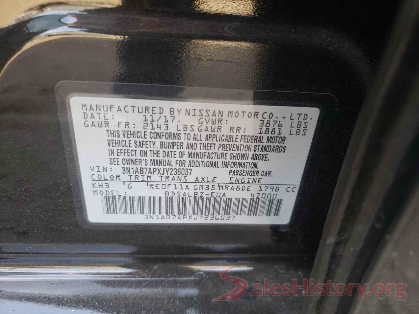 3N1AB7APXJY236037 2018 NISSAN SENTRA