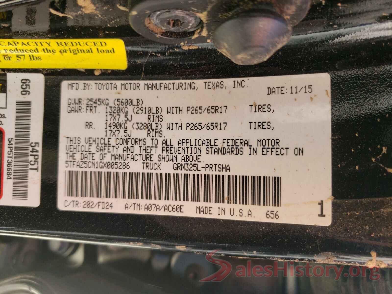 5TFAZ5CN1GX005286 2016 TOYOTA TACOMA