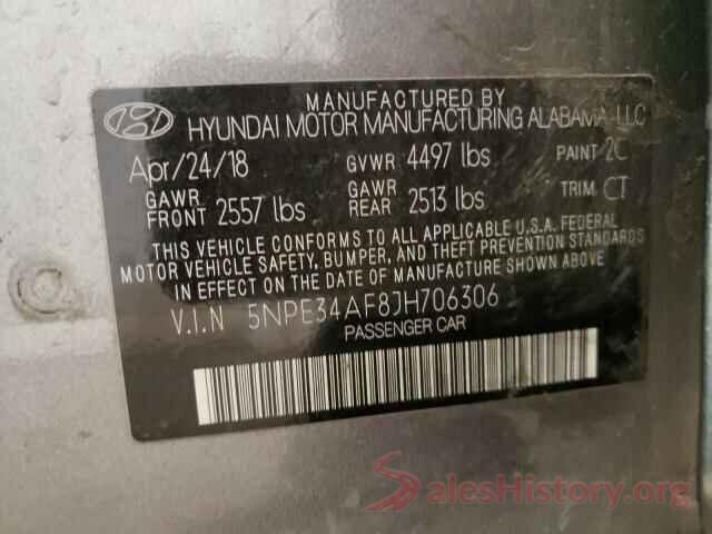 5NPE34AF8JH706306 2018 HYUNDAI SONATA