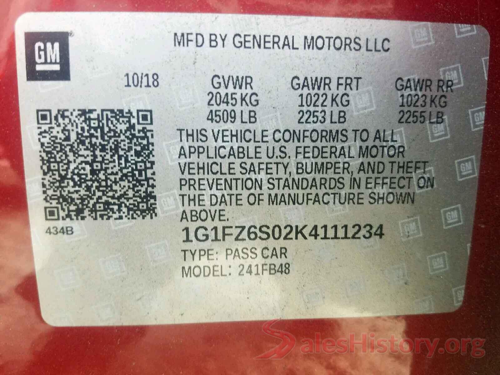 1G1FZ6S02K4111234 2019 CHEVROLET BOLT