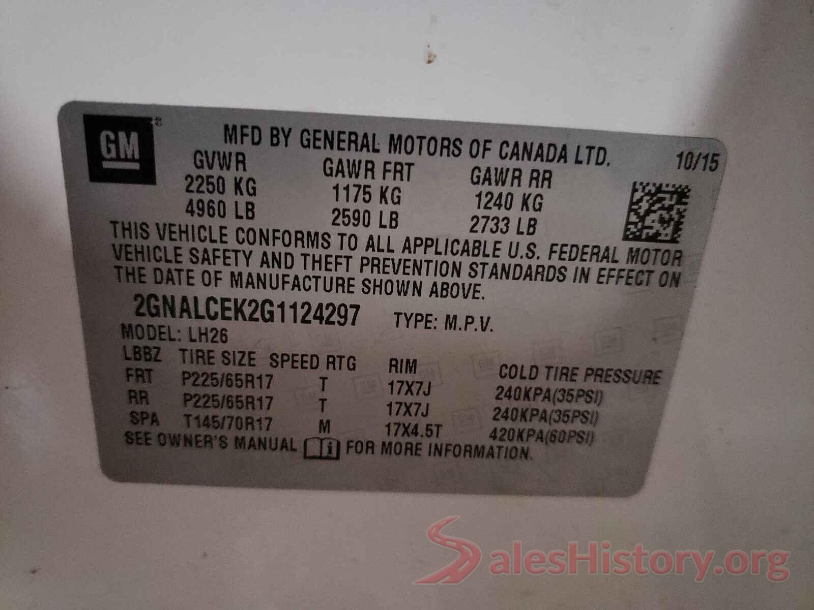 2GNALCEK2G1124297 2016 CHEVROLET EQUINOX