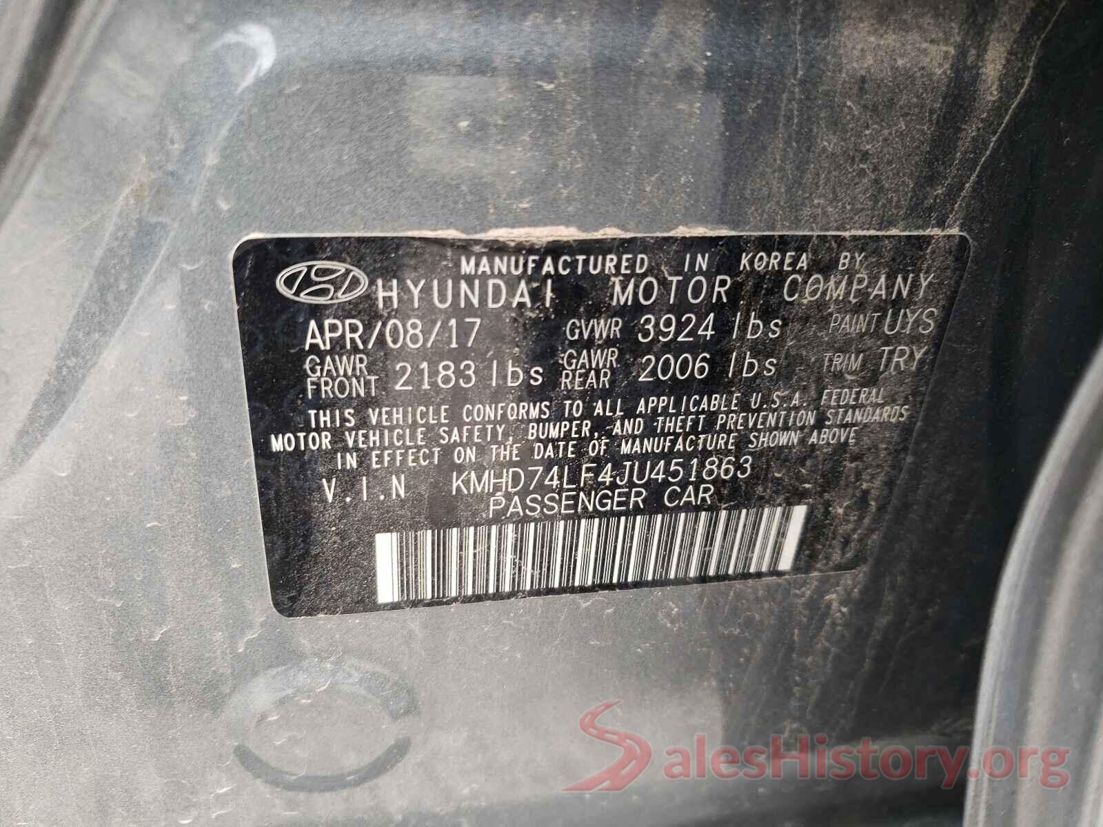 KMHD74LF4JU451863 2018 HYUNDAI ELANTRA