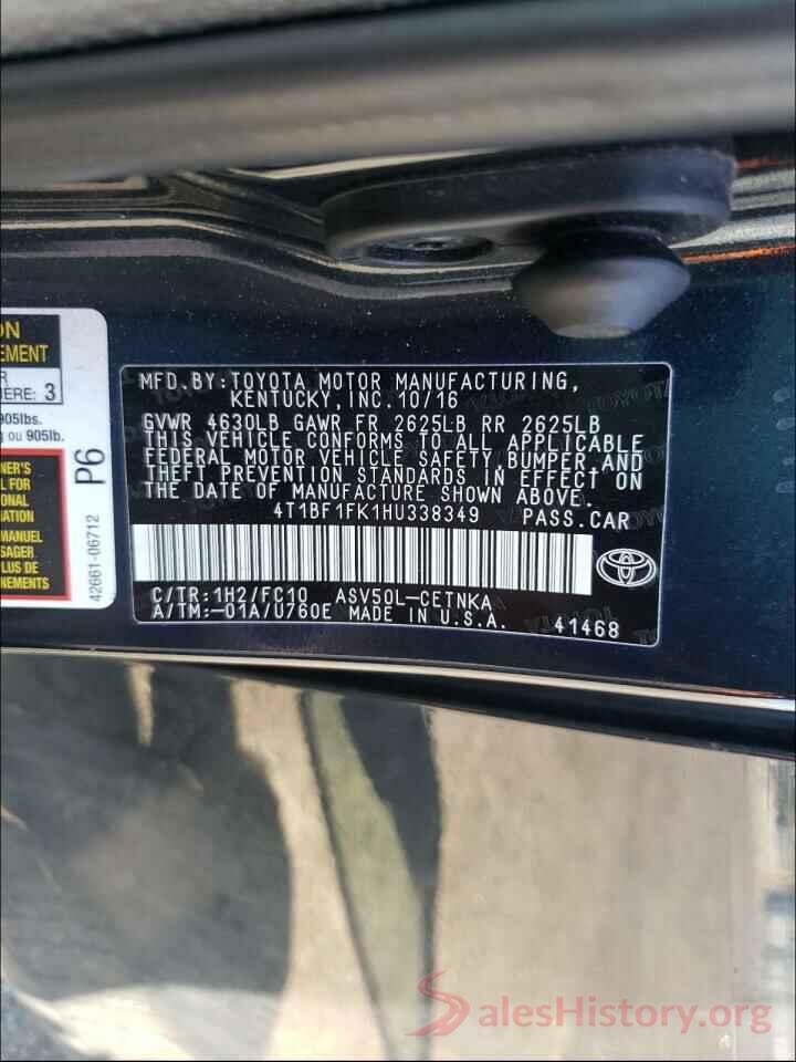 4T1BF1FK1HU338349 2017 TOYOTA CAMRY