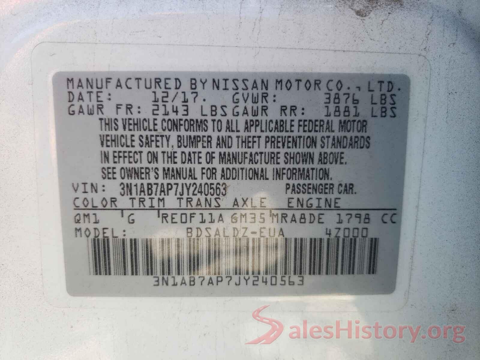 3N1AB7AP7JY240563 2018 NISSAN SENTRA