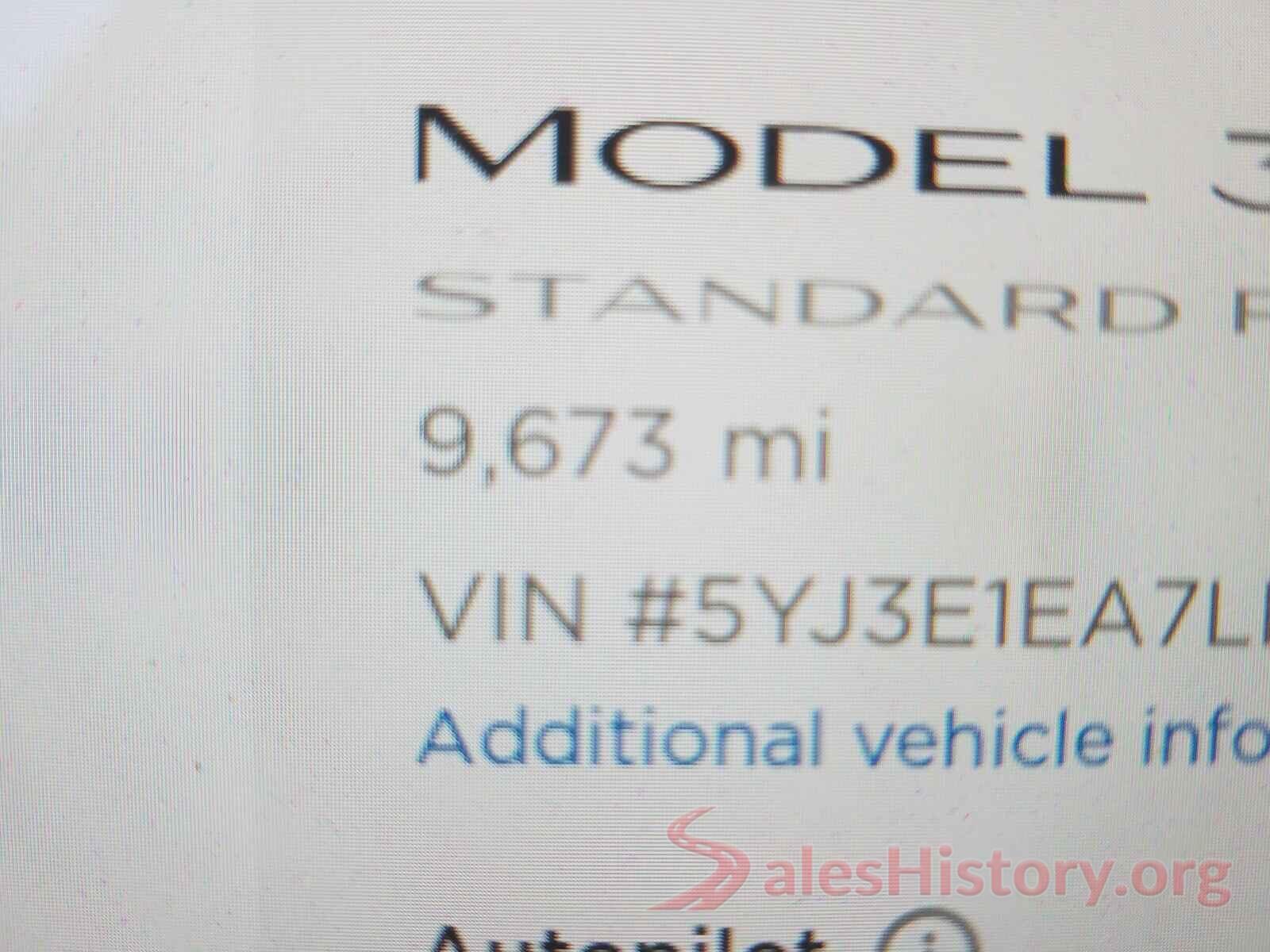 5YJ3E1EA7LF606763 2020 TESLA MODEL 3