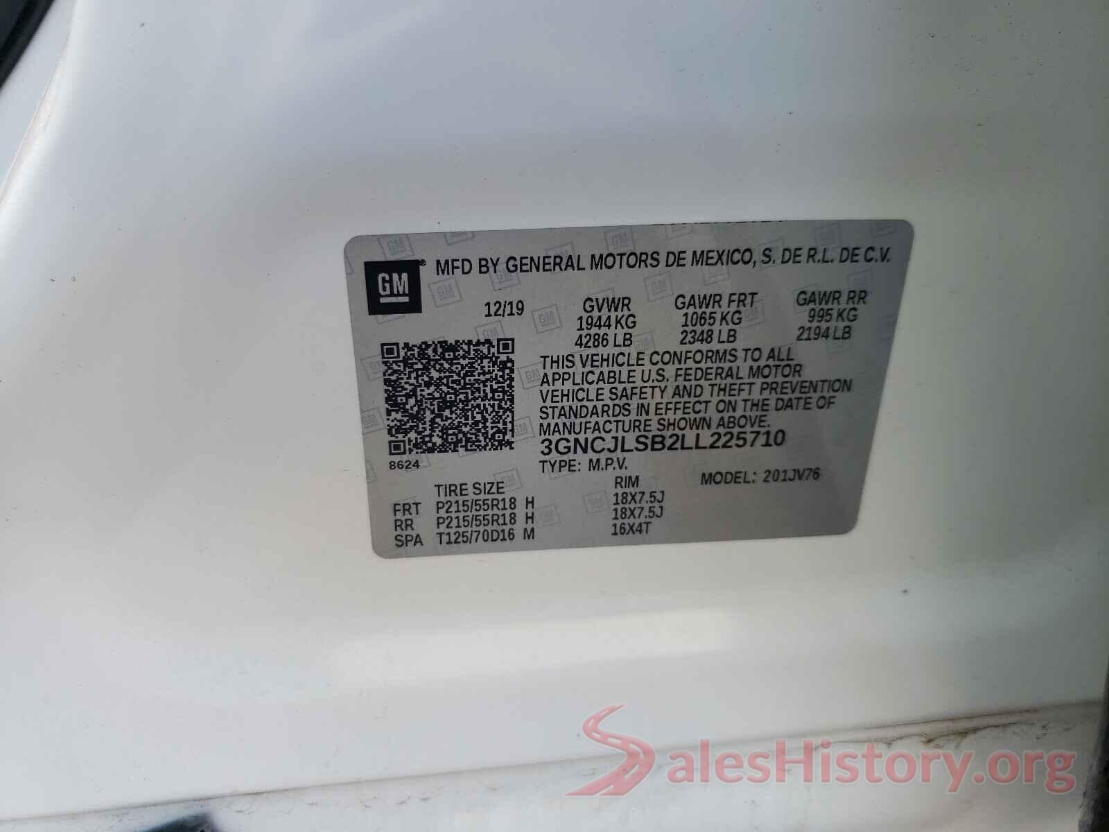 3GNCJLSB2LL225710 2020 CHEVROLET TRAX